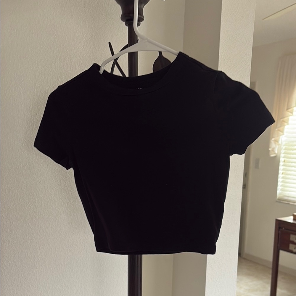 Wild Fable Black Fitted Crop T-Shirt